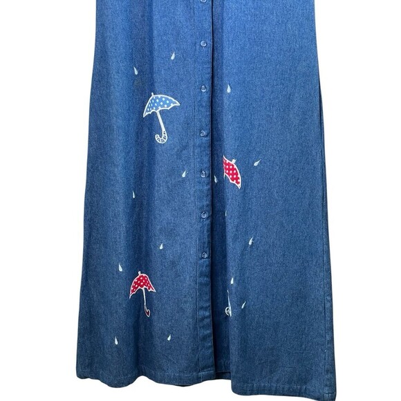 Citi-Craze Blue Jean Maxi Dress Women's Rain Spring 80s 90s Retro Small - Picture 3 of 7